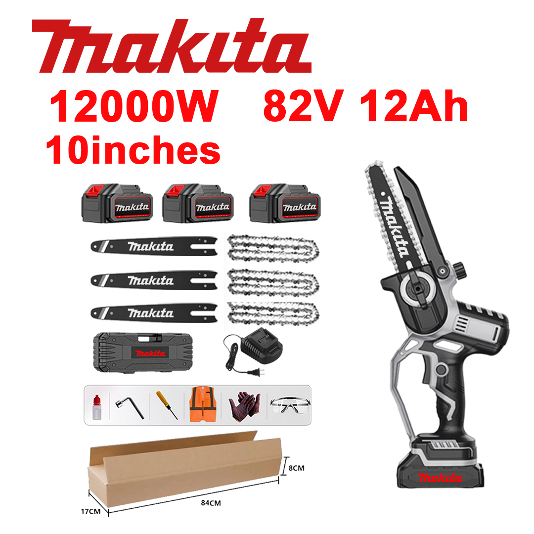 10-palcová bezkefková lítium-iónová píla, výkon 12 000 W, batéria 82 V 12,0 Ah*3, nabíjačka, vodiaca lišta*3, reťaz*3, box na náradie, mazací olej a ochranné okuliare, päťročná záruka